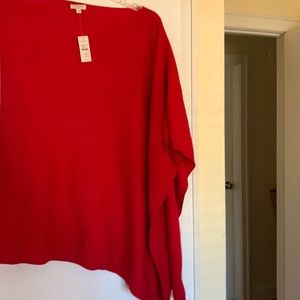 Talbots Red Asymmetrical Poncho Nwt
